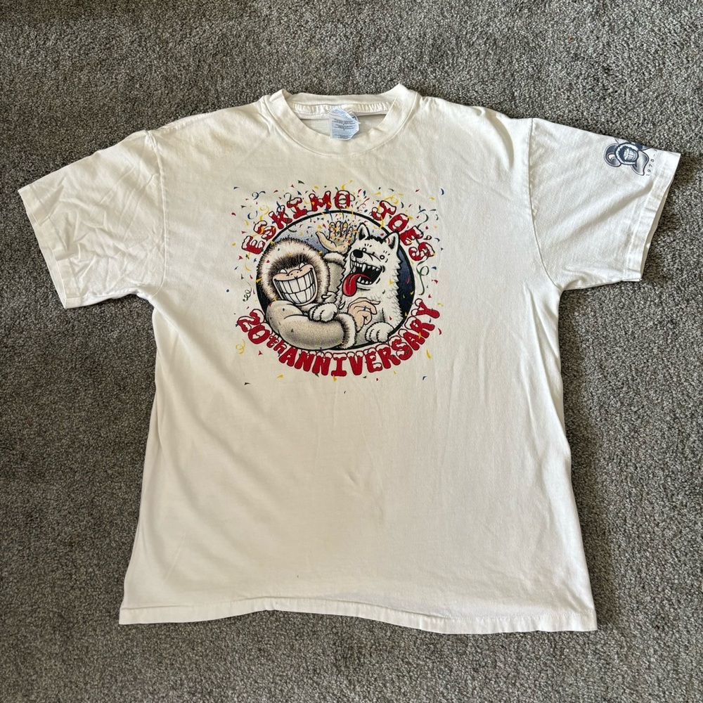 Vintage Eskimo joes shirt‎ mens large white short sleeve coffee 20th anniversary